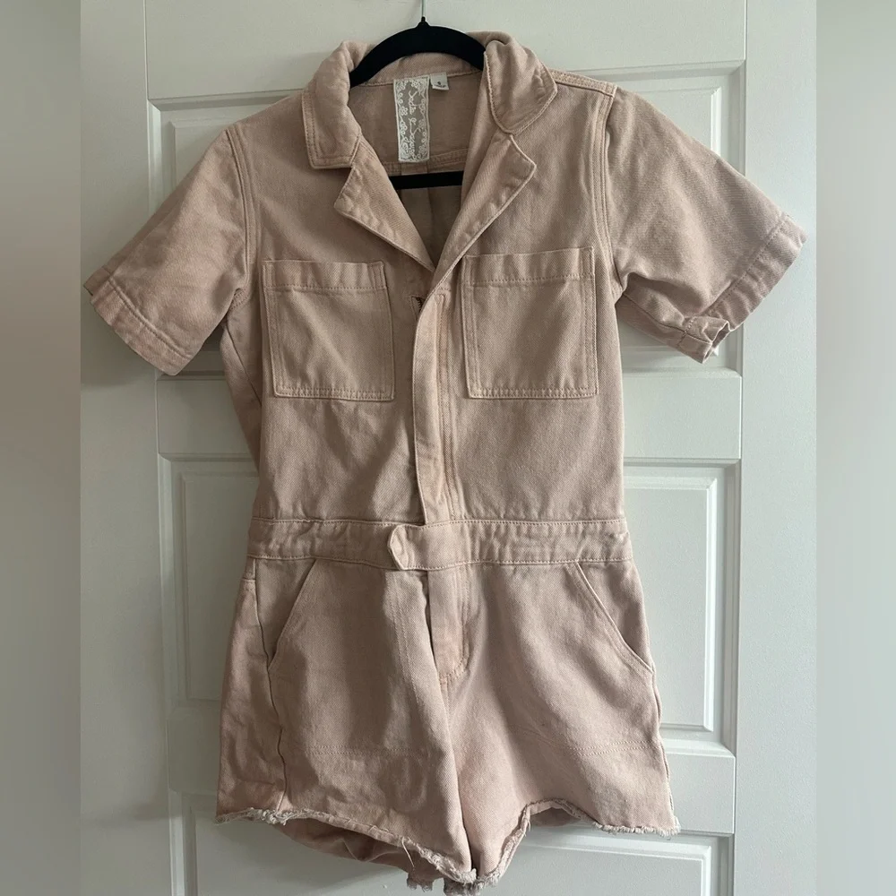 SADIE & SAGE Sweet Pea Pink Denim Romper - Picture 4 of 7